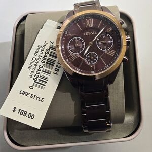 Fossil's Modern Courier, chronograph, watch  wine color stainless steel